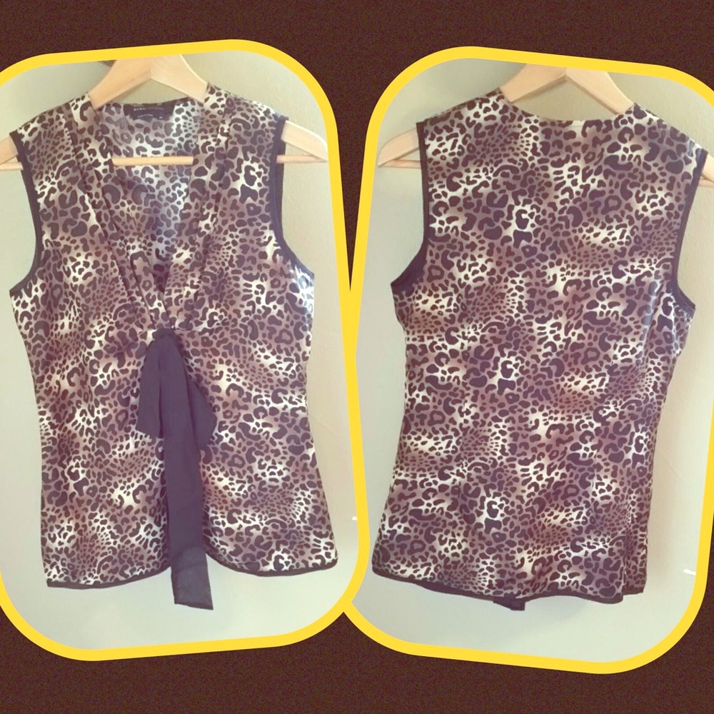 BCBG leopard print 100% silk v-neck blouse
